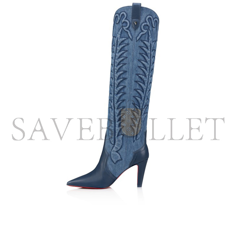 Chr1st1an louboutin nappa leather and denim boots